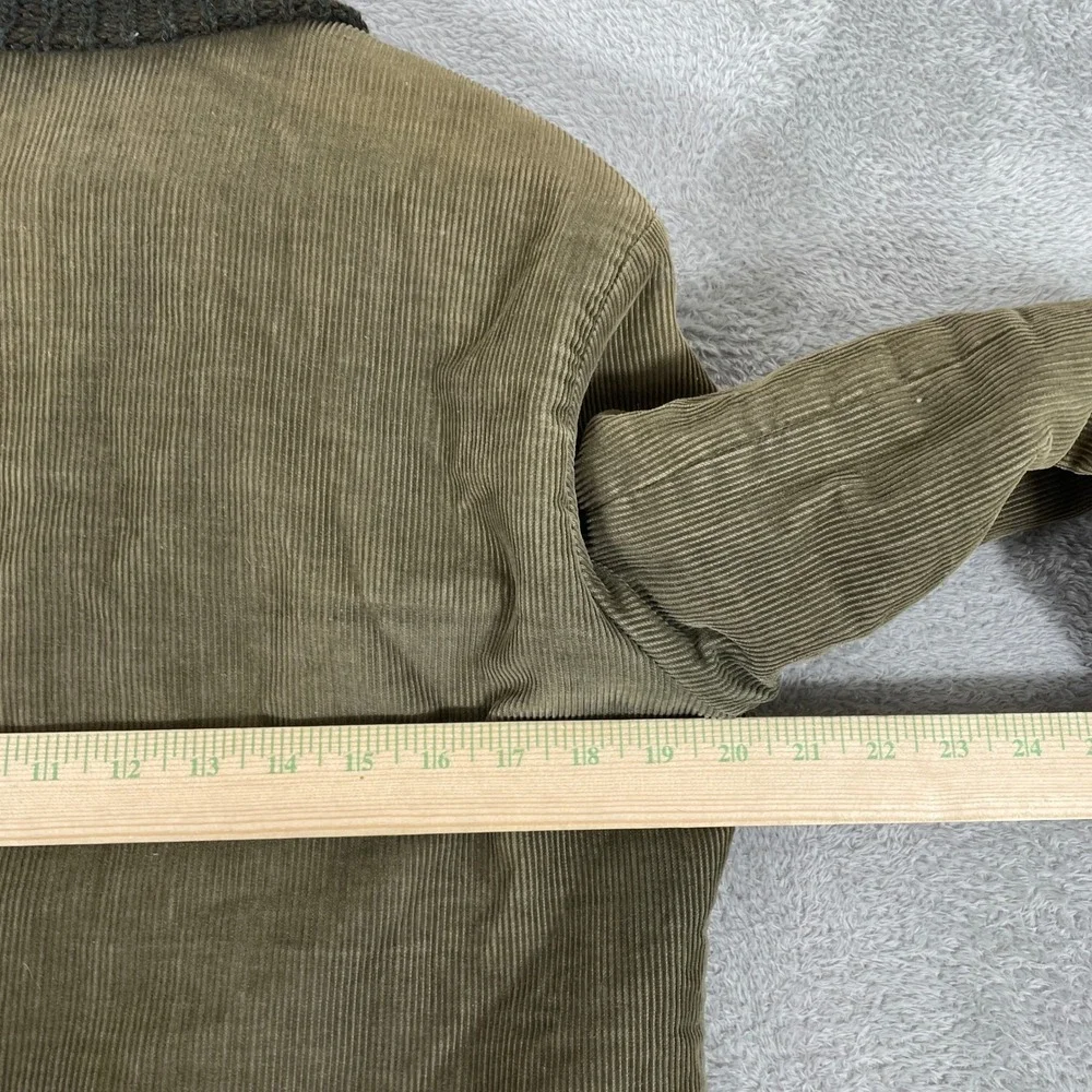Vintage Corduroy Jacket Mens Medium Green Workwear Barn Coat 80s Sherpa Lined